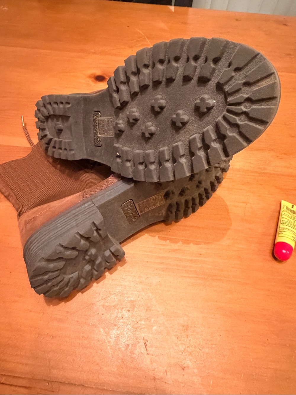 Womens Tan Lace-Up Utility Boots - Picture 4 of 5